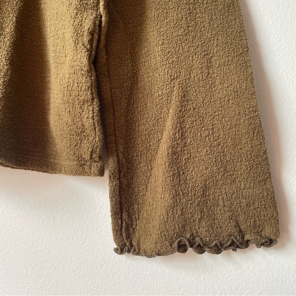 Madewell Texture & Thread green mock neck long sleeve top w/ruffles, size medium - Picture 4 of 6